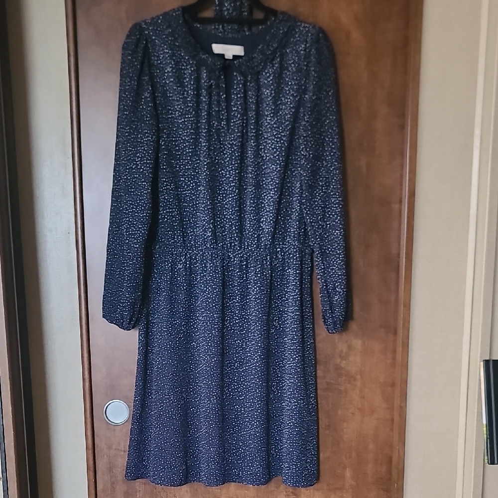 LOFT Long Sleeve Navy Dress